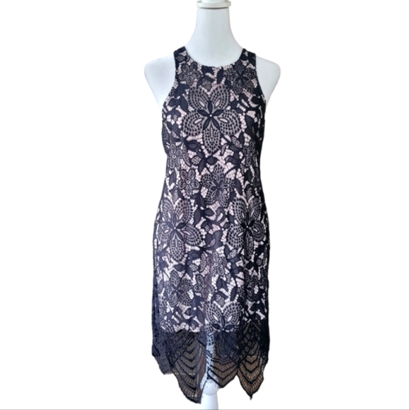 Express Lace Midi Sheath Dress Black & White Medium - Picture 2 of 7